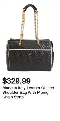 TJ Maxx Made In Italy Leather Quilted Shoulder Bag With Piping Chain Strap offer