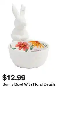 TJ Maxx Bunny Bowl With Floral Details offer