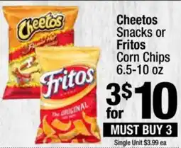 Super King Markets Cheetos Snacks or Fritos Corn Chips offer