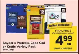 ACME Snyder's Pretzels, Cape Cod or Kettle Variety Pack offer