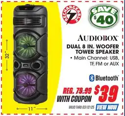 Big 5 Audiobox Dual 8 Woofer Rechargeable Tower Speaker offer