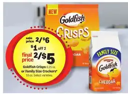 Meijer Goldfish Crisps 6.25 oz. or Family Size Crackers* 10 oz offer