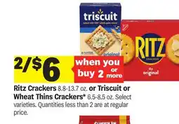 Meijer Ritz Crackers 8.8-13.7 oz. or Triscuit or Wheat Thins Crackers* 6.5-8.5 oz offer