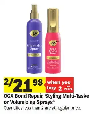 Meijer OGX Bond Repair, Styling Multi-Tasker or Volumizing Sprays offer