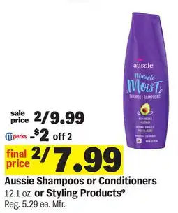 Meijer Aussie Shampoos or Conditioners 12.1 oz. or Styling Products offer