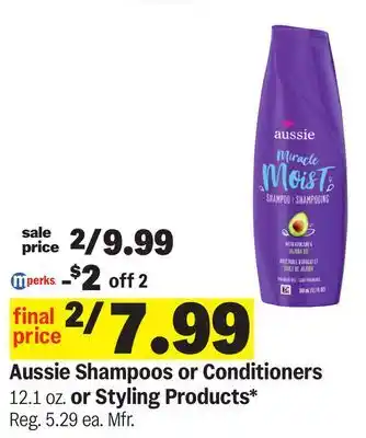 Meijer Aussie Shampoos or Conditioners 12.1 oz. or Styling Products offer