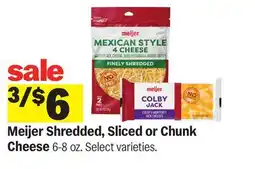 Meijer Meijer Shredded, Sliced or Chunk Cheese offer