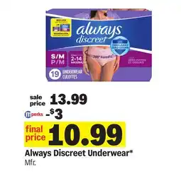 Meijer Always Discreet Underwear offer