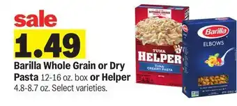 Meijer Barilla Whole Grain or Dry Pasta 12-16 oz. box or Helper 4.8-8.7 oz offer