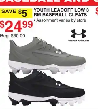 Dunham's Sports UNDER ARMOUR YOUTH LEADOFF LOW 3 RM BASEBALL CLEATS offer