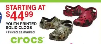 Dunham's Sports YOUTH PRINTED SOLID CLOGS offer