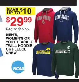 Dunham's Sports NCAA MEN'S, WOMEN'S OR YOUTH TACKLE TWILL HOODIE OR FLEECE CREW offer