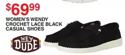 Dunham's Sports HEY DUDE WOMEN'S WENDY CROCHET LACE BLACK CASUAL SHOES offer