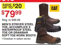 Dunham's Sports MEN'S STRIVER STEEL TOE, ACCOMPLICE X WATERPROOF STEEL TOE OR DRAWBAR SOFT TOE WORK BOOTS offer