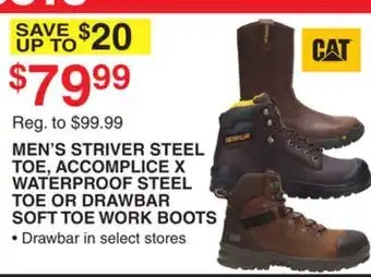 Dunham's Sports MEN'S STRIVER STEEL TOE, ACCOMPLICE X WATERPROOF STEEL TOE OR DRAWBAR SOFT TOE WORK BOOTS offer