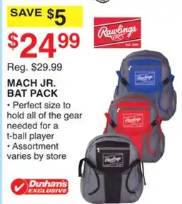 Dunham's Sports RAWLINGS MACH JR. BAT PACK offer