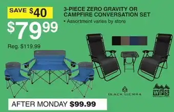 Dunham's Sports 3-PIECE ZERO GRAVITY OR CAMPFIRE CONVERSATION SET offer