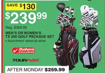 Dunham's Sports MEN'S OR WOMEN'S TX 500 GOLF PACKAGE SET offer