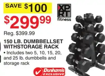 Dunham's Sports 150 LB. DUMBBELLSET WITHSTORAGE RACK offer