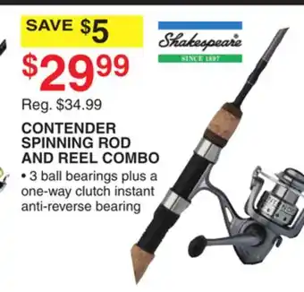 Dunham's Sports SHAKESPEARE CONTENDER SPINNING ROD AND REEL COMBO offer