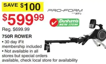 Dunham's Sports 750R ROWER offer