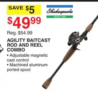 Dunham's Sports SHAKESPEARE AGILITY BAITCAST ROD AND REEL COMBO offer