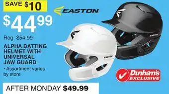 Dunham's Sports EASTON ALPHA BATTING HELMET WITH UNIVERSAL JAW GUARD offer