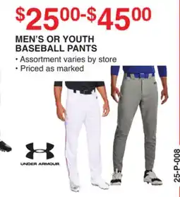 Dunham's Sports UNDER ARMOUR MEN'S OR YOUTH BASEBALL PANTS offer