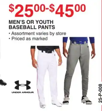 Dunham's Sports UNDER ARMOUR MEN'S OR YOUTH BASEBALL PANTS offer