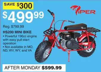 Dunham's Sports VIPER HS200 MINI BIKE offer