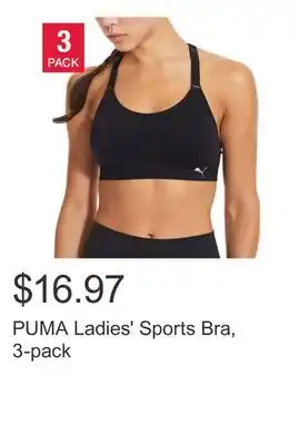 Costco PUMA Ladies' Sports Bra, 3-pack offer