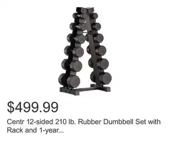 Costco Centr 12-sided 210 lb. Rubber Dumbbell Set with Rack and 1-year Centr Membership offer