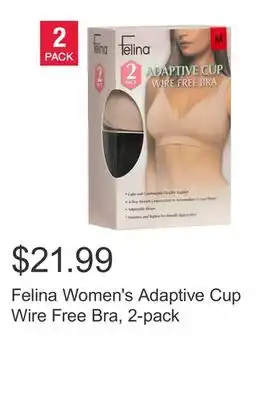 Costco Felina Women's Adaptive Cup Wire Free Bra, 2-pack offer