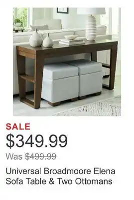 Costco Universal Broadmoore Elena Sofa Table & Two Ottomans offer