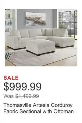 Costco Thomasville Artesia Corduroy Fabric Sectional with Ottoman offer