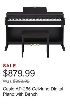 Costco Casio AP-265 Celviano Digital Piano with Bench offer