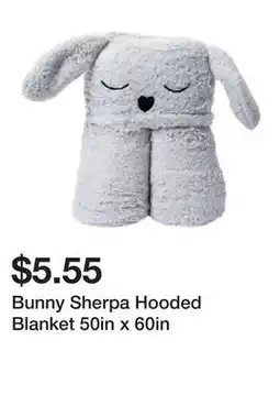 Five Below Bunny Sherpa Hooded Blanket 50in x 60in offer