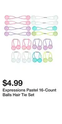 Big Lots Expressions Pastel 16-Count Balls Hair Tie Set offer