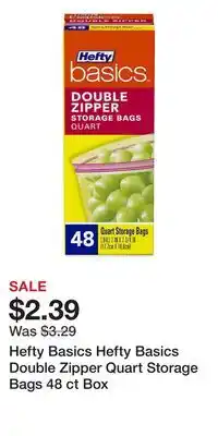 Big Lots Hefty Basics Hefty Basics Double Zipper Quart Storage Bags 48 ct Box offer