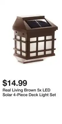 Big Lots Real Living Brown 5x LED Solar 4-Piece Deck Light Set offer