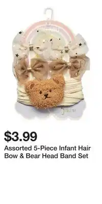 Big Lots Assorted 5-Piece Infant Hair Bow & Bear Head Band Set offer