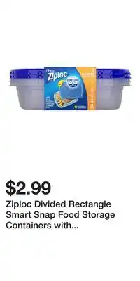 Big Lots Ziploc Divided Rectangle Smart Snap Food Storage Containers with Lids, 2-Count offer