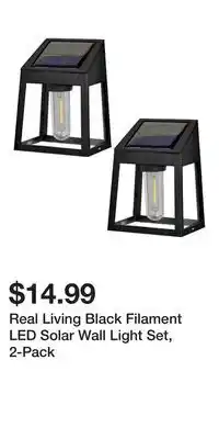 Big Lots Real Living Black Filament LED Solar Wall Light Set, 2-Pack offer