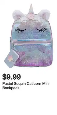 Big Lots Pastel Sequin Caticorn Mini Backpack offer