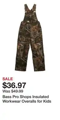 Cabela's Bass Pro Shops Insulated Workwear Overalls for Kids offer