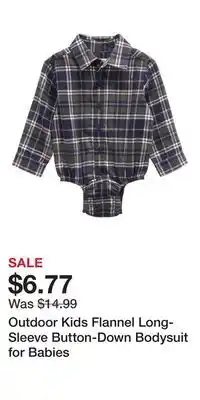 Cabela's Outdoor Kids Flannel Long-Sleeve Button-Down Bodysuit for Babies offer