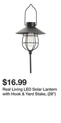 Big Lots Real Living LED Solar Lantern with Hook & Yard Stake, (28) offer