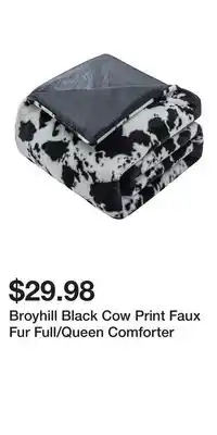 Big Lots Broyhill Black Cow Print Faux Fur Full/Queen Comforter offer