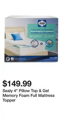 Big Lots Sealy 4 Pillow Top & Gel Memory Foam Full Mattress Topper offer