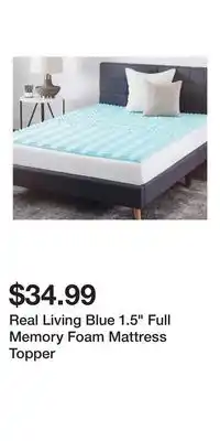 Big Lots Real Living Blue 1.5 Full Memory Foam Mattress Topper offer